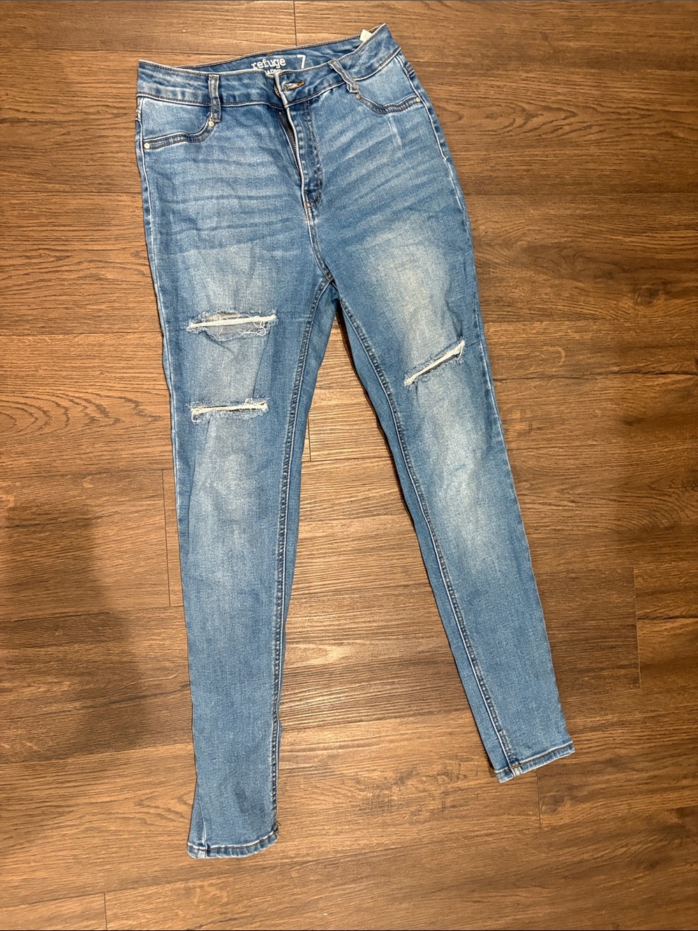 refuge Light Blue Ripped Skinny Jeans